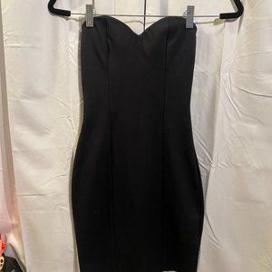 Black Strapless Cocktail Dress with Piping